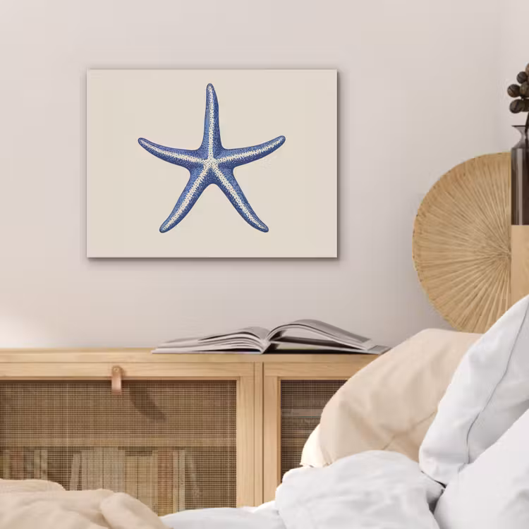 Blauwe zeester - Minimalistisch - Beige PET vilt klein -sfeer3