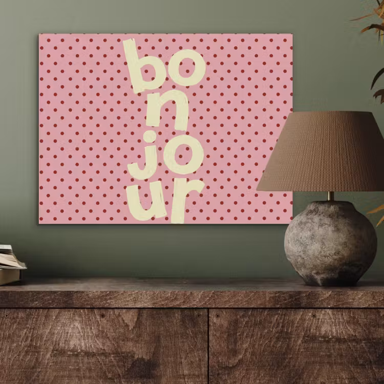 Bonjour - Stippen - Roze- Geel PET vilt klein -sfeer2