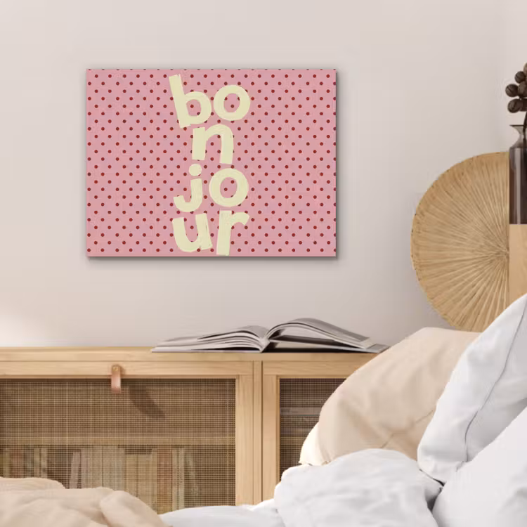 Bonjour - Stippen - Roze- Geel PET vilt klein -sfeer3