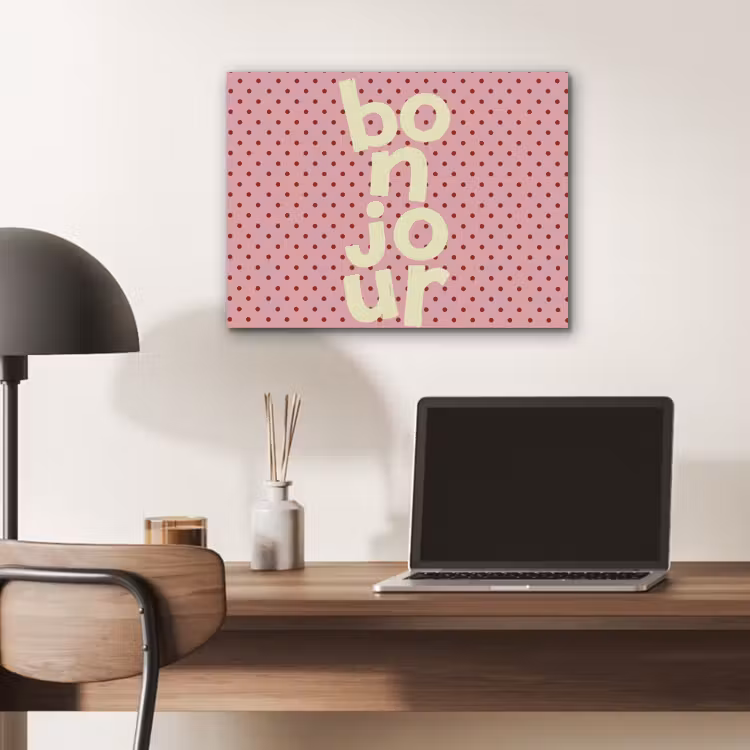 Bonjour - Stippen - Roze- Geel PET vilt klein -sfeer5