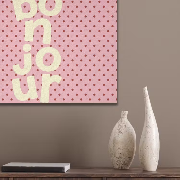 Bonjour - Stippen - Roze- Geel PET vilt klein -sfeer6_closeup
