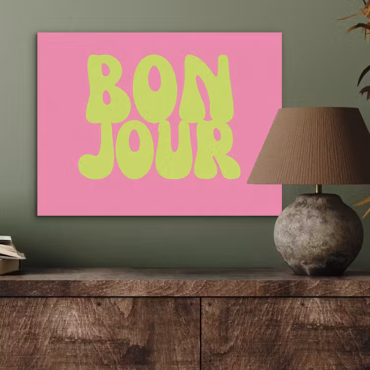 Bonjour - Roze - Fel groen PET vilt klein -sfeer2