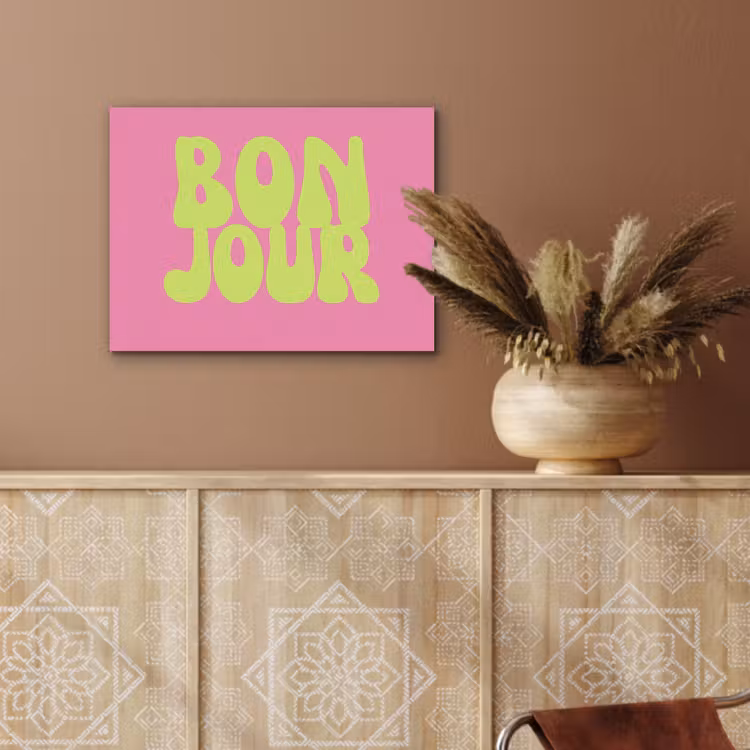 Bonjour - Roze - Fel groen PET vilt klein -sfeer4