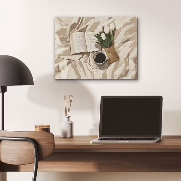 Boek - Illustratie - Tulpen - Koffie PET vilt klein -sfeer5