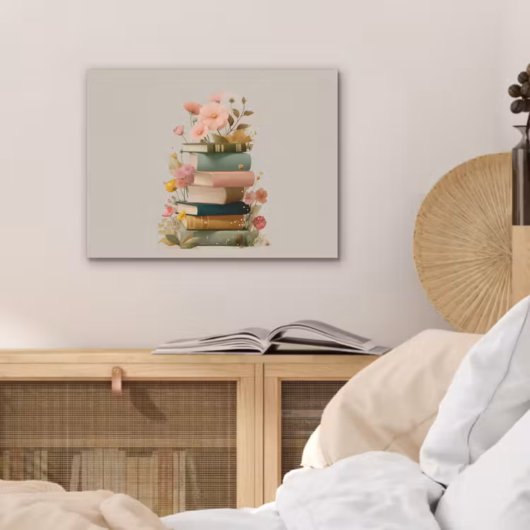 Boeken - Stapel - Bloemen - Kleurrijk PET vilt klein -sfeer3