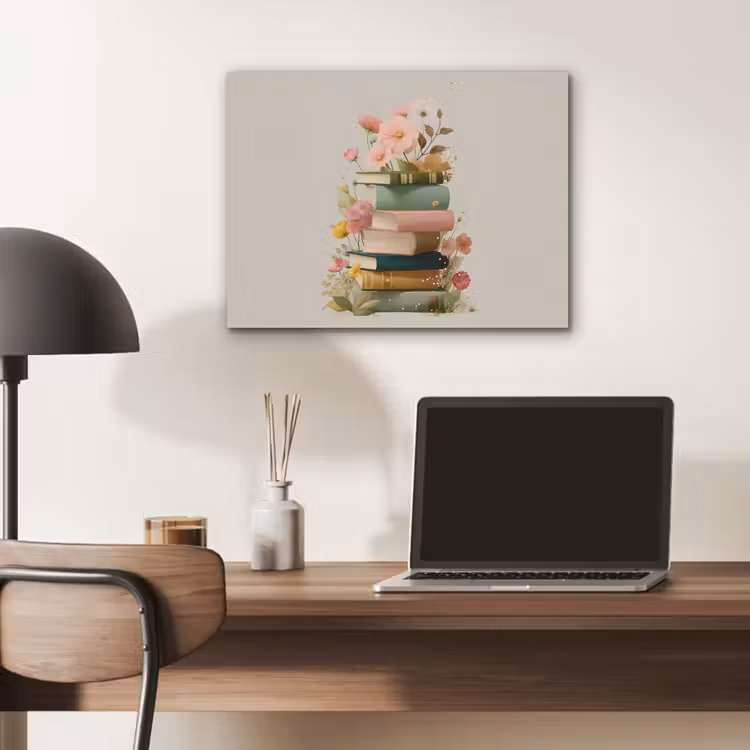 Boeken - Stapel - Bloemen - Kleurrijk PET vilt klein -sfeer5