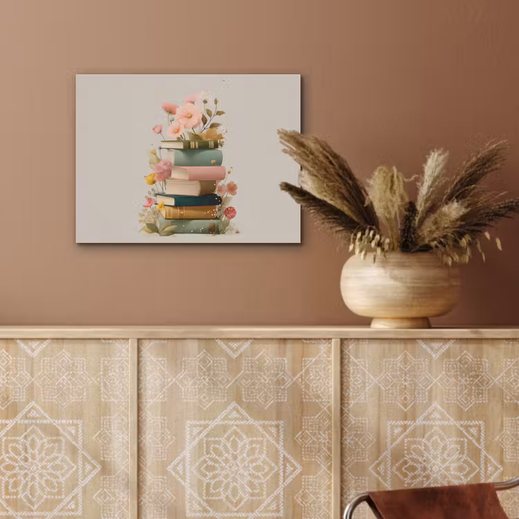 Boeken - Stapel - Bloemen - Kleurrijk PET vilt klein -sfeer4