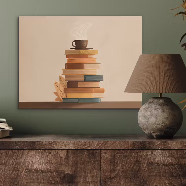 Boeken - Toren - Koffie - Beige PET vilt klein -sfeer2