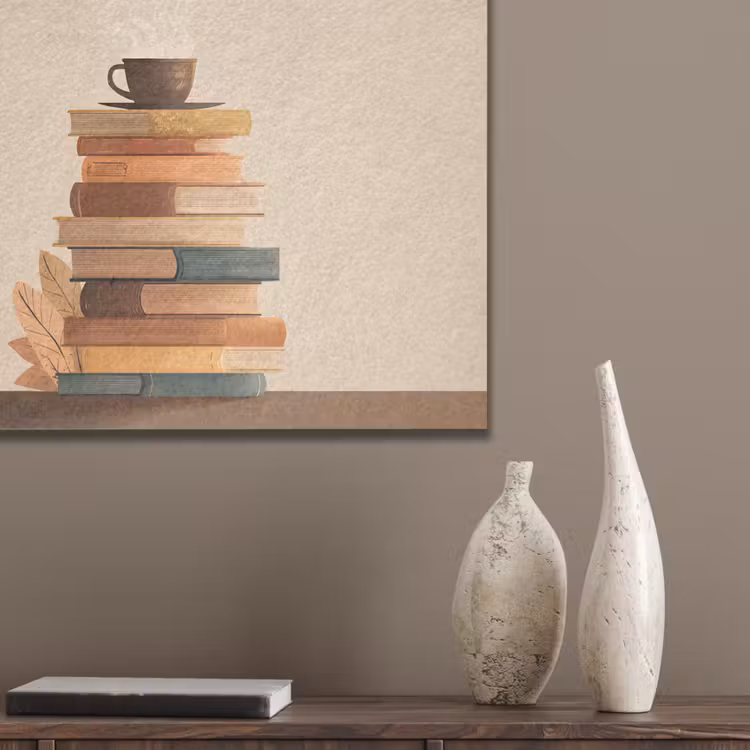 Boeken - Toren - Koffie - Beige PET vilt klein -sfeer6_closeup