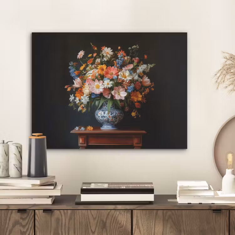 Boeket - Roze - Bloemen - Vaas PET vilt klein -sfeer1