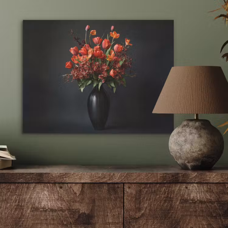 Boeket - Tulpen - Vaas - Rood PET vilt klein -sfeer2