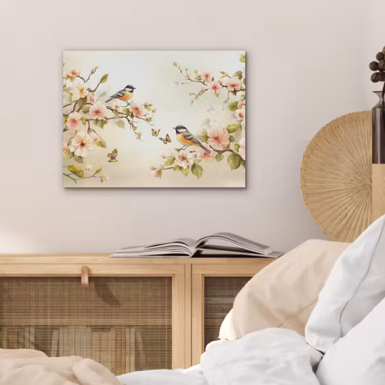 Takken - Bloemen - Vogeltjes - Roze PET vilt klein -sfeer3