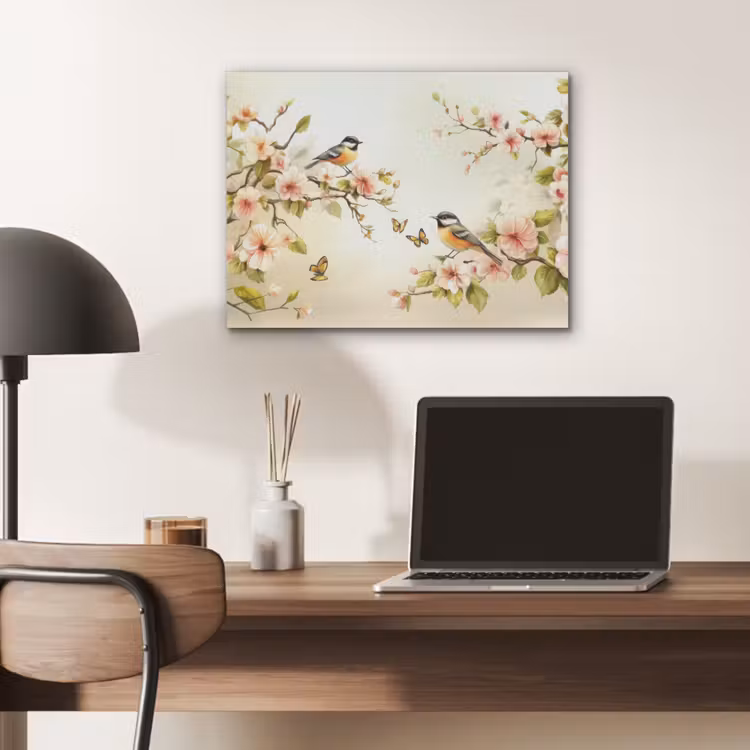 Takken - Bloemen - Vogeltjes - Roze PET vilt klein -sfeer5