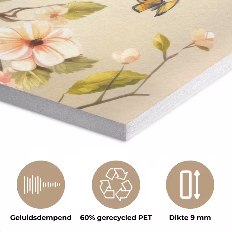 Takken - Bloemen - Vogeltjes - Roze PET vilt klein -closeup_NL