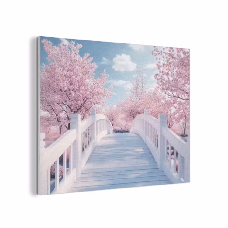 Brug - Kersenbomen - Wit PET vilt klein -3d