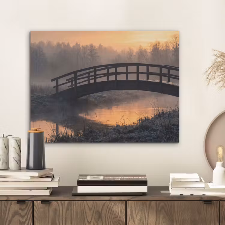 Brug - Mist - Bomen - Water PET vilt klein -sfeer1