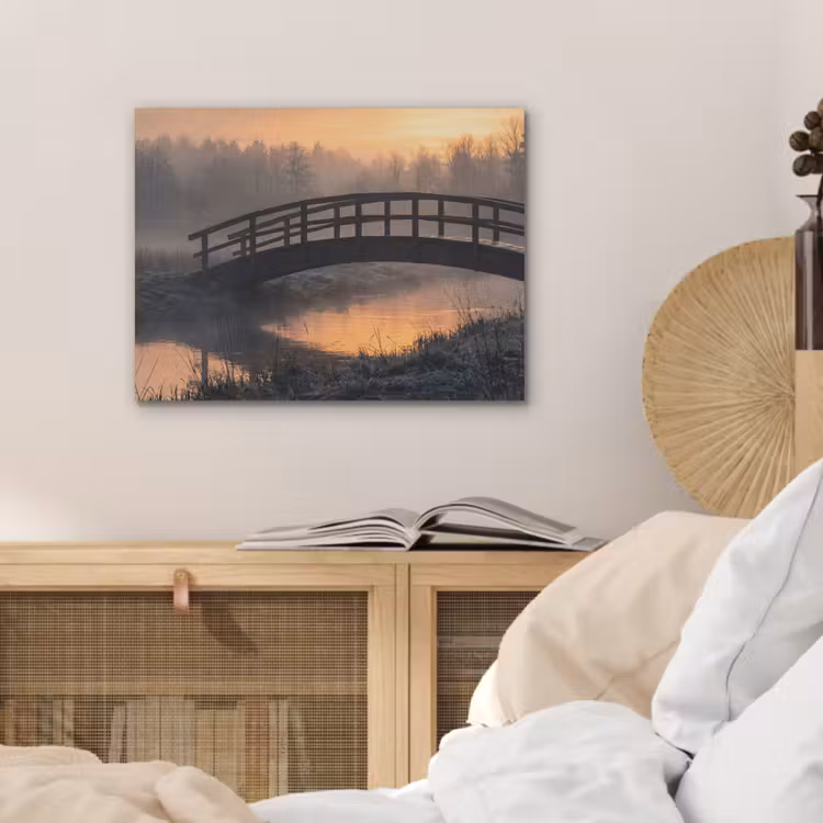 Brug - Mist - Bomen - Water PET vilt klein -sfeer3