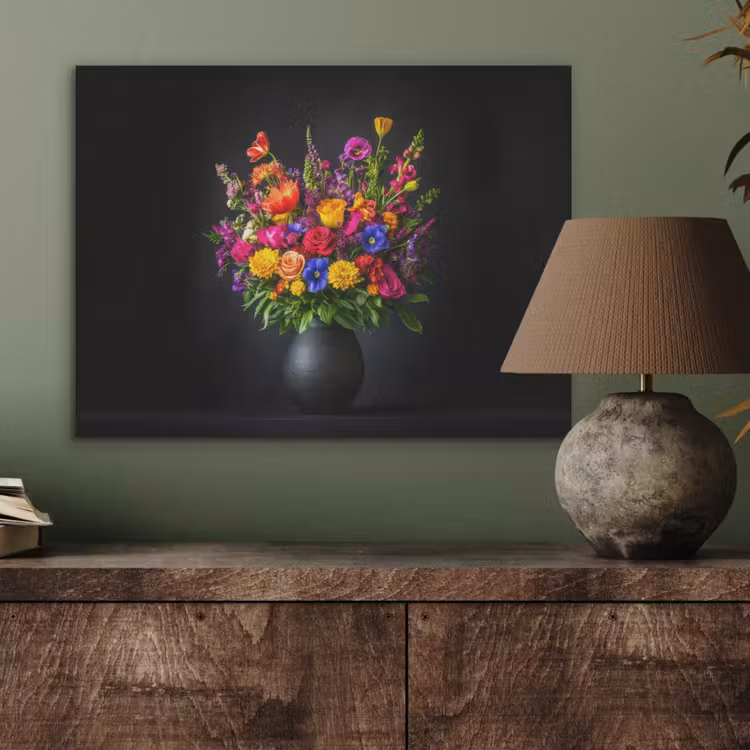 Felgekleurd - Bloemen - Vaas PET vilt klein -sfeer2
