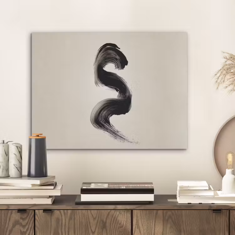 Penseelstreek - Zwart - Minimalistisch PET vilt klein -sfeer1