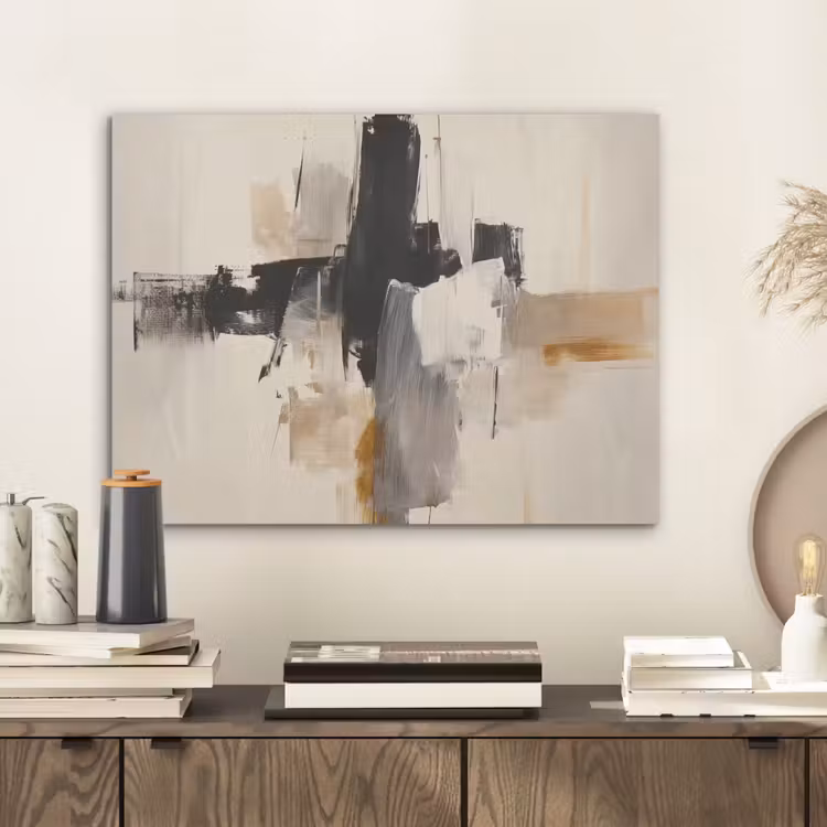 Penseelstreken - Ruw - Abstract - Beige PET vilt klein -sfeer1