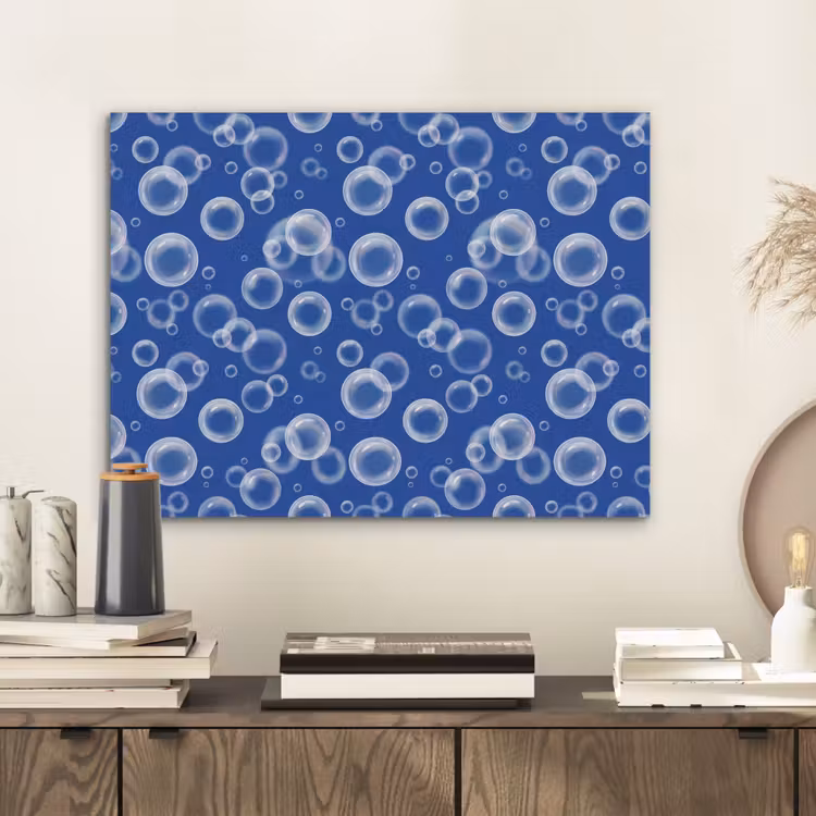 Bubbels - Patroon - Blauw PET vilt klein -sfeer1