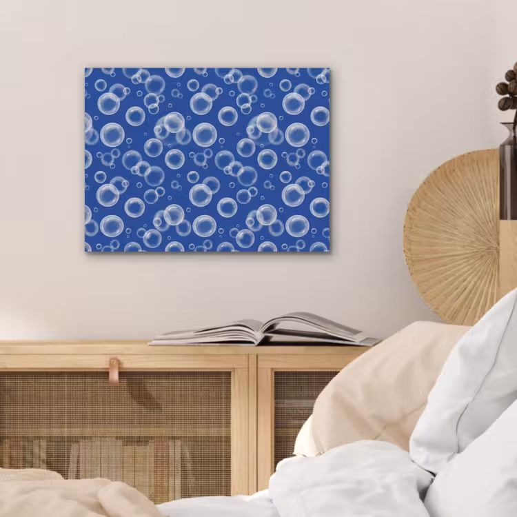Bubbels - Patroon - Blauw PET vilt klein -sfeer3