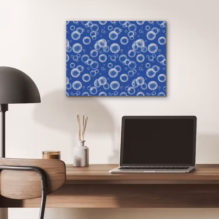 Bubbels - Patroon - Blauw PET vilt klein -sfeer5