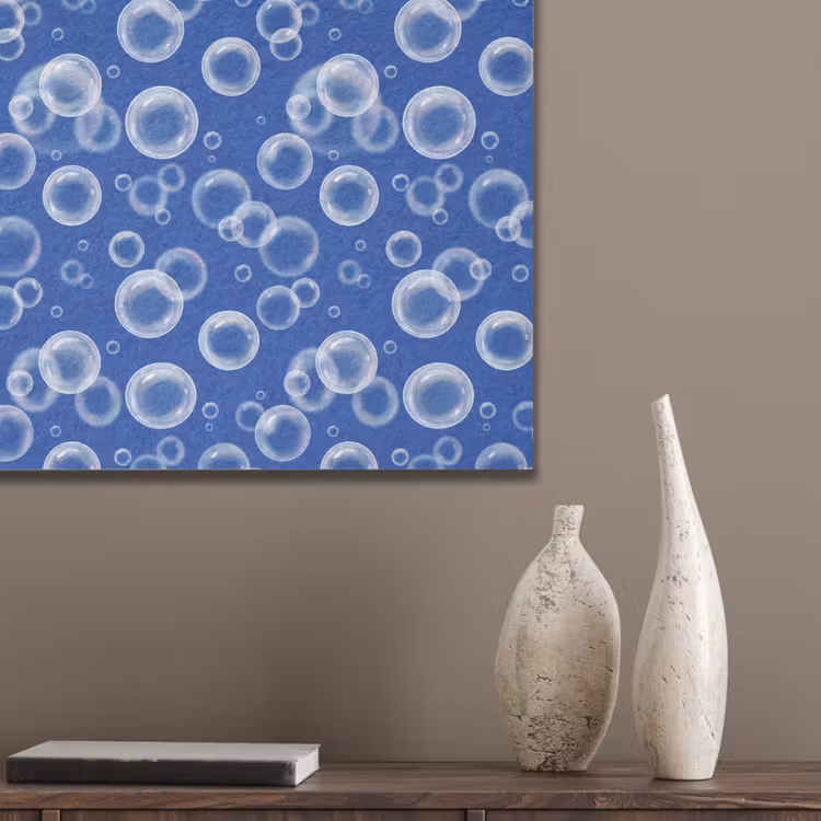 Bubbels - Patroon - Blauw PET vilt klein -sfeer6_closeup