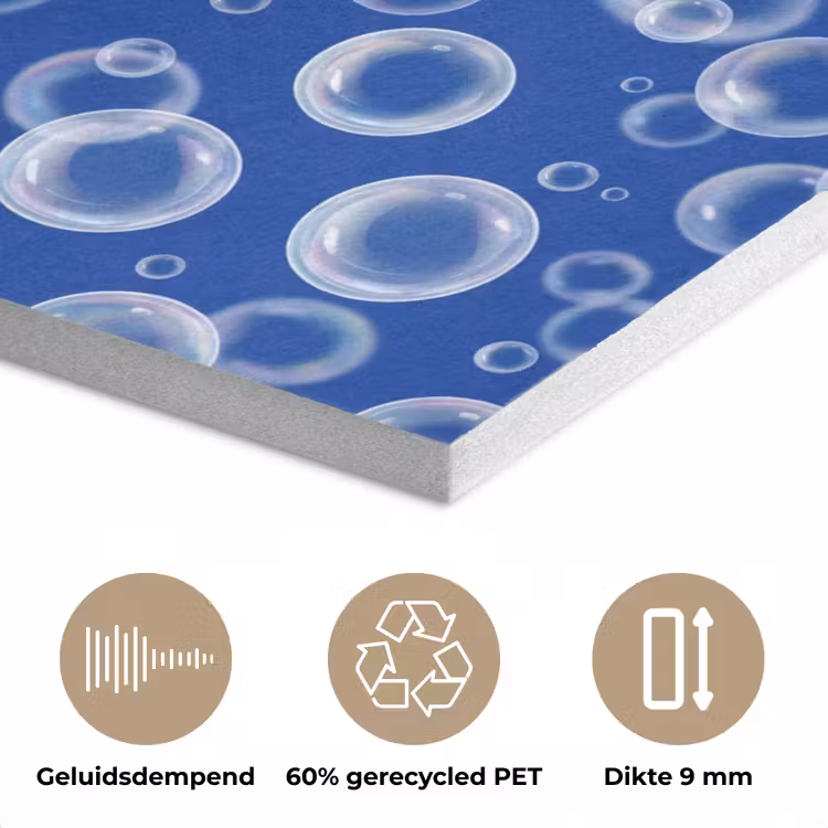 Bubbels - Patroon - Blauw PET vilt klein -closeup_NL
