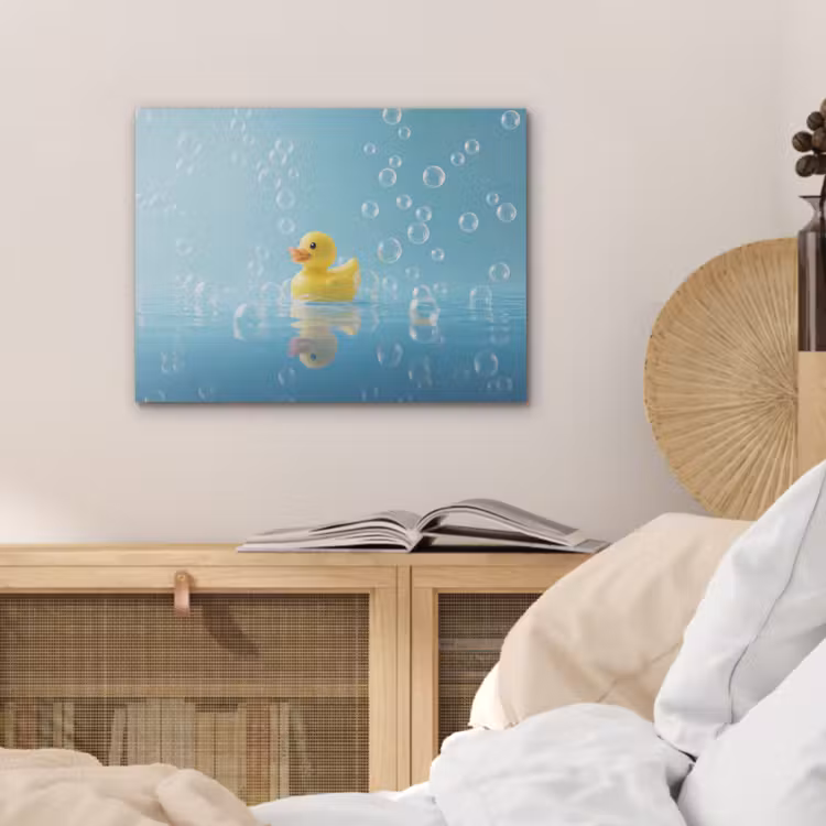 Bubbels - Badeend - Geel PET vilt klein -sfeer3