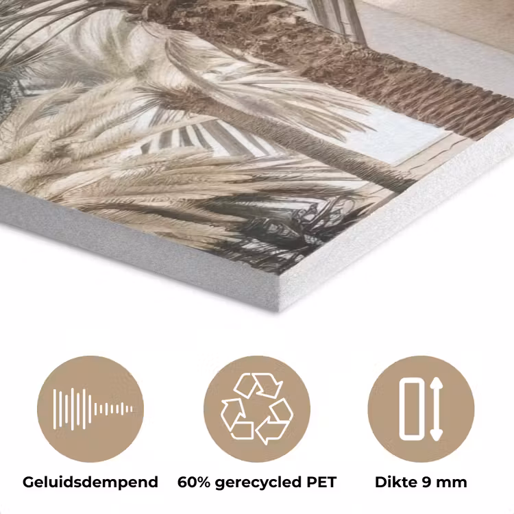 Gebouw - Palmbomen - Beige - Zon PET vilt klein -closeup_NL