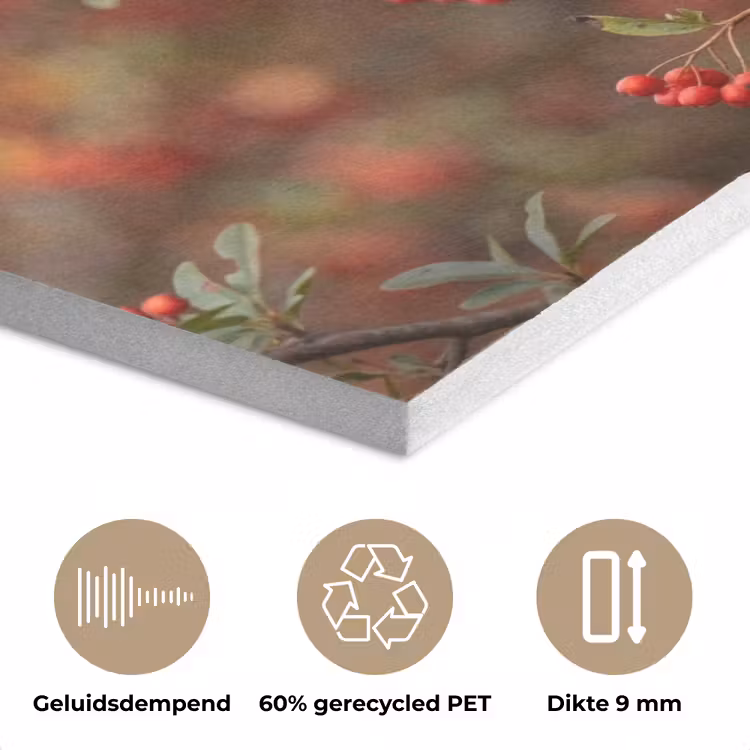 Goudvink - Bessen - Herfst - Natuur - Kleurrijk PET vilt klein -closeup_NL