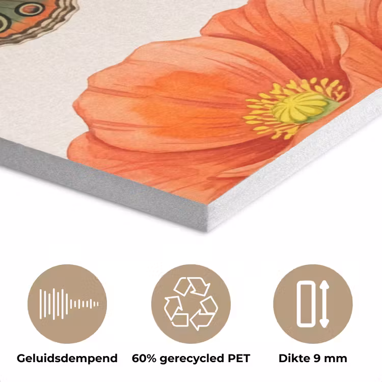 Vlinders - Klaprozen - Illustratie - Kleurrijk PET vilt klein -closeup_NL