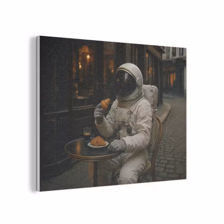 Café - Croissant - Koffie - Astronaut PET vilt klein -3d