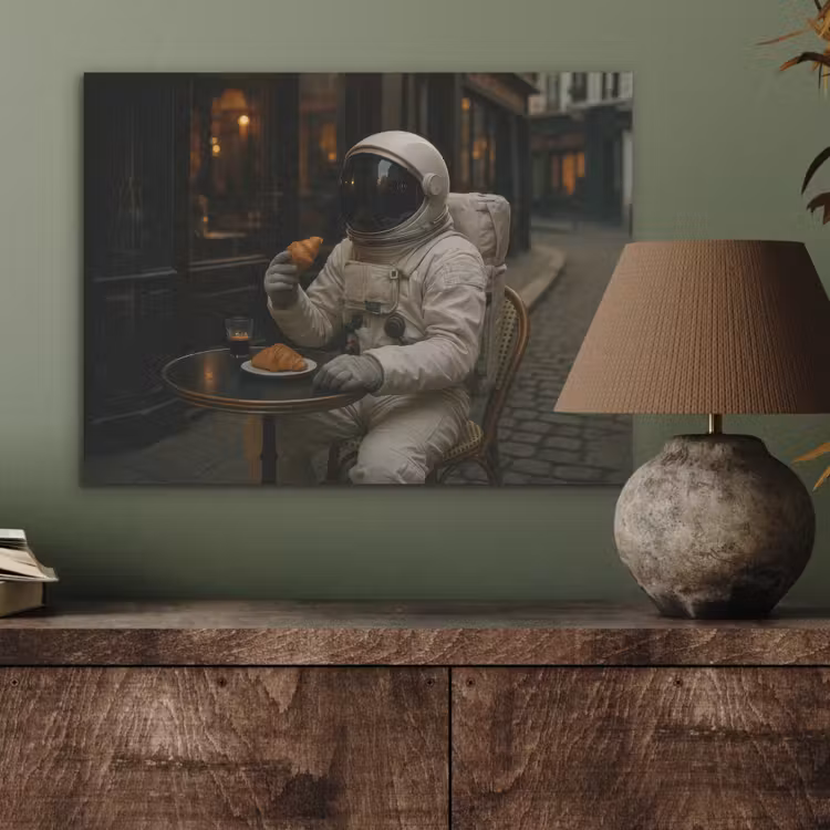 Café - Croissant - Koffie - Astronaut PET vilt klein -sfeer2