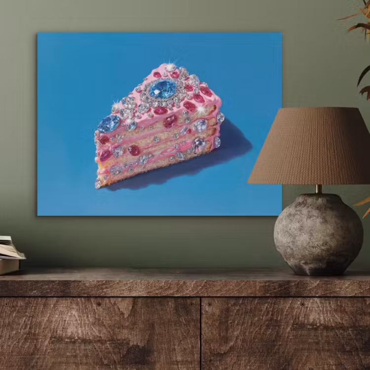Taart - Edelstenen - Glitters - Roze PET vilt klein -sfeer2
