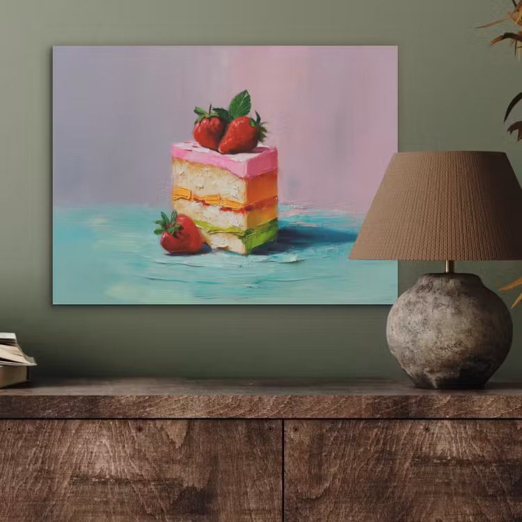 Taartje - Aardbeien - Glazuur - Kleurrijk PET vilt klein -sfeer2