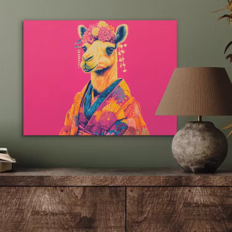 Kameel - Bloemen - Kimono - Waaiers PET vilt klein -sfeer2