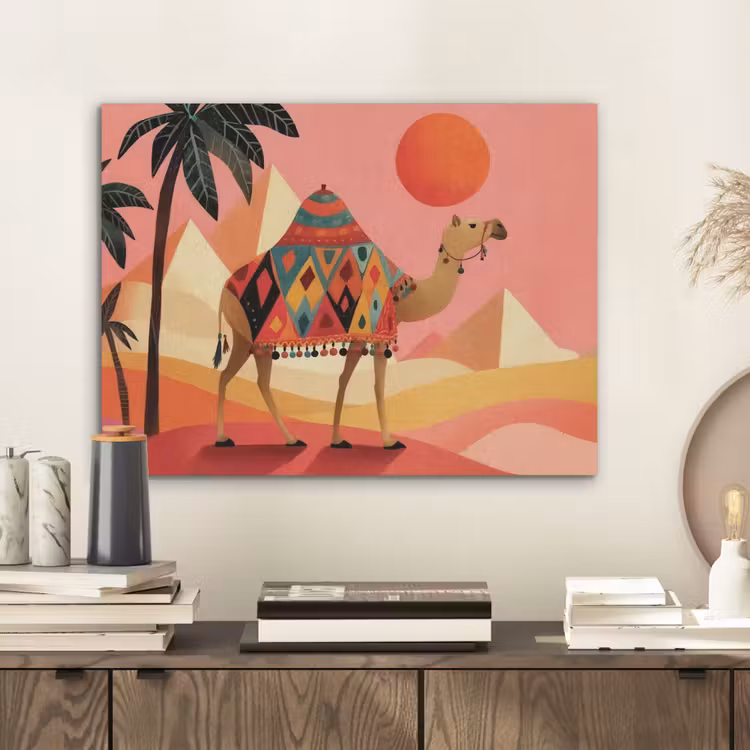 Kameel - Pyramides - Rode zon PET vilt klein -sfeer1