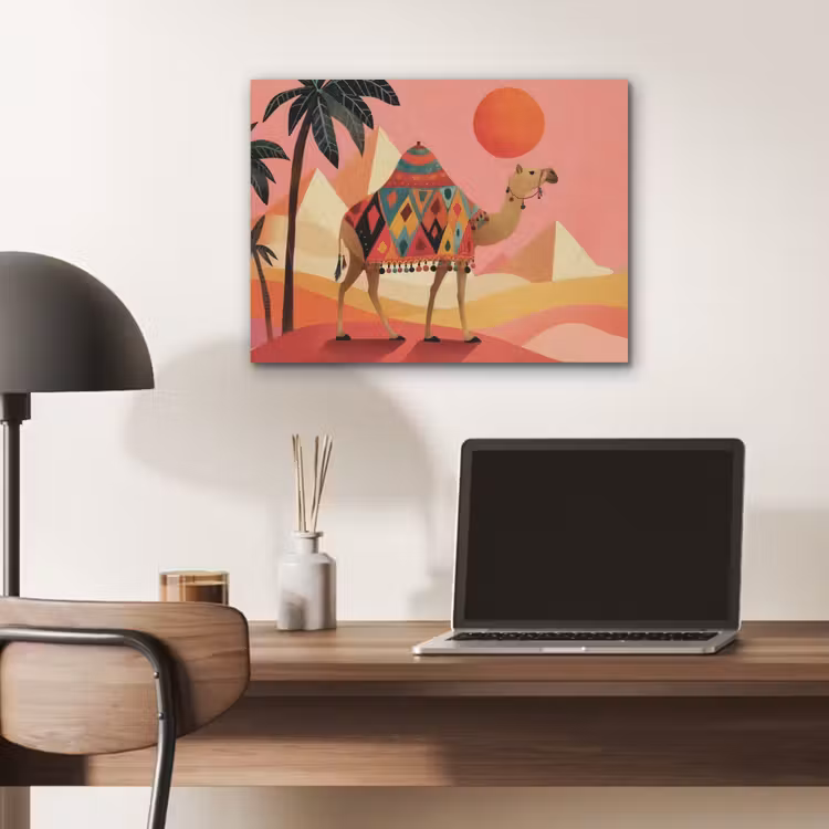 Kameel - Pyramides - Rode zon PET vilt klein -sfeer5