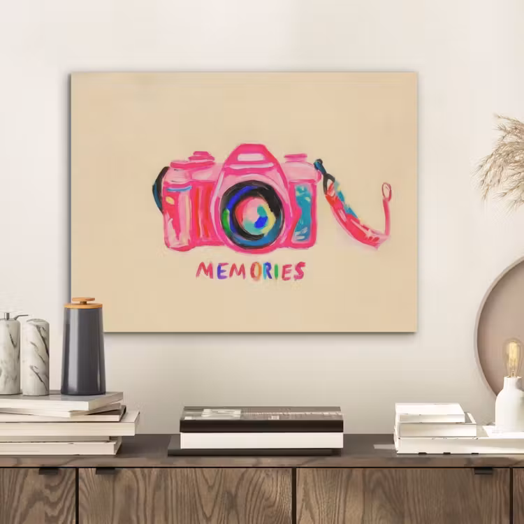 Camera - Memories - Roze - Geschilderd PET vilt klein -sfeer1