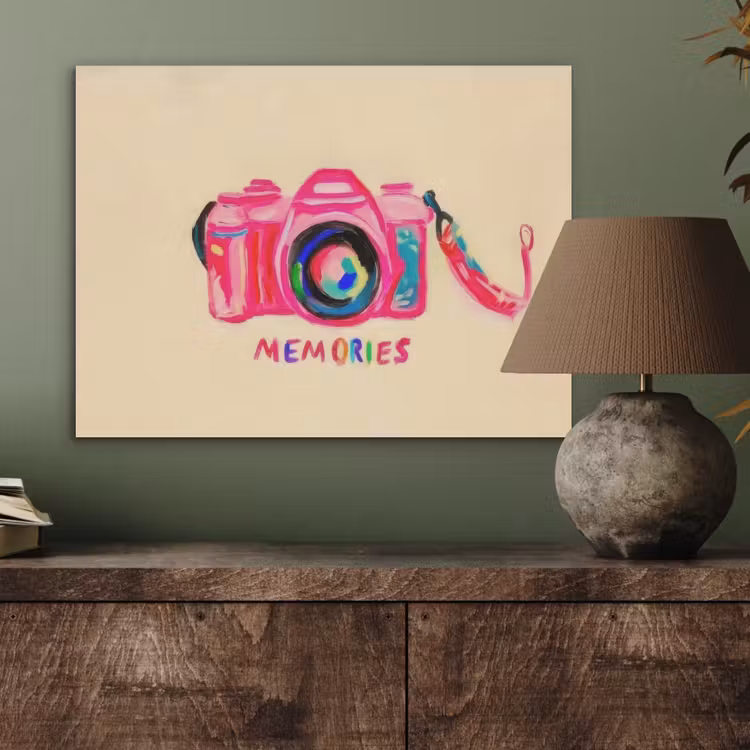 Camera - Memories - Roze - Geschilderd PET vilt klein -sfeer2