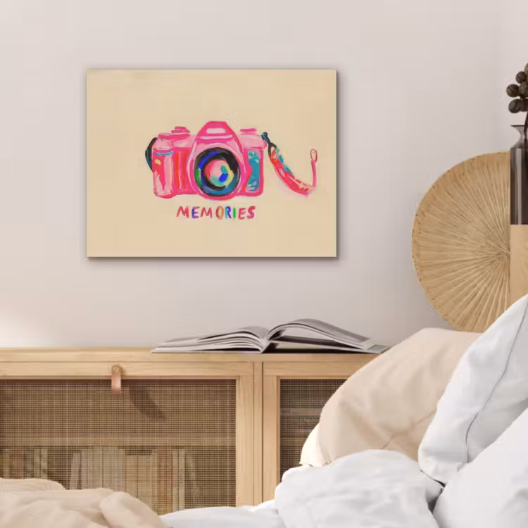 Camera - Memories - Roze - Geschilderd PET vilt klein -sfeer3