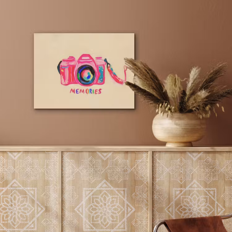Camera - Memories - Roze - Geschilderd PET vilt klein -sfeer4