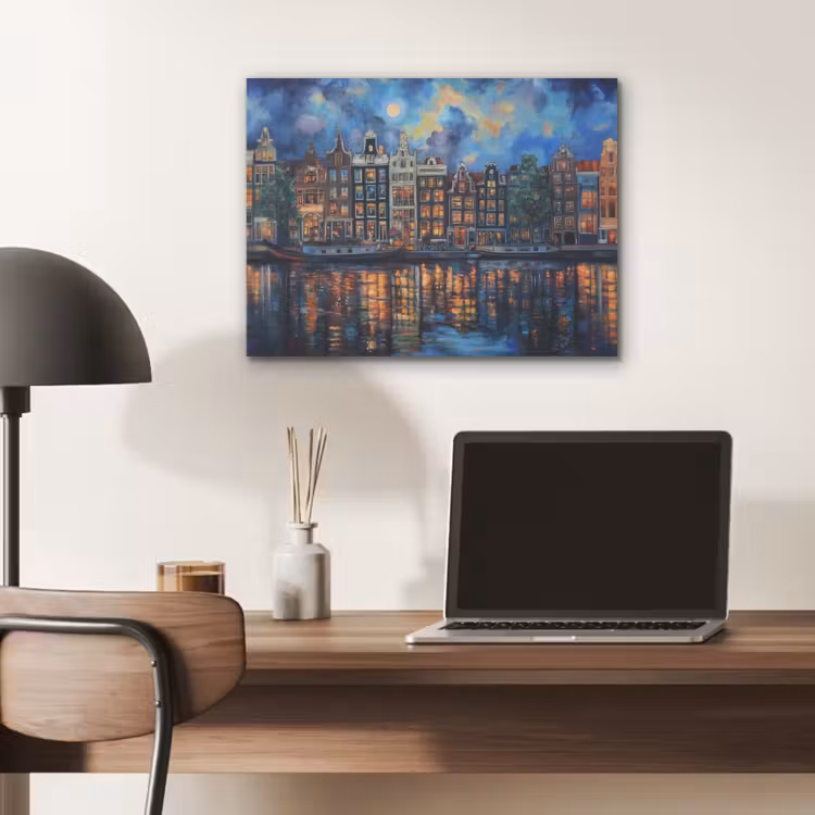 Grachten Amsterdam - Huizen - Stad - Kleurrijk PET vilt klein -sfeer5