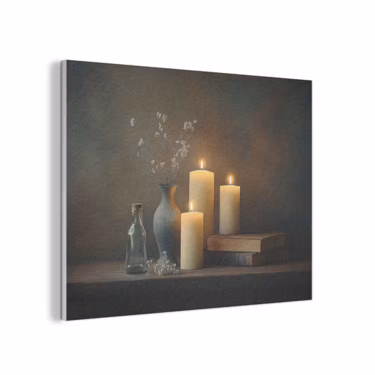 Kaarsen - Stilleven - Rustiek - Boeken PET vilt klein -3d