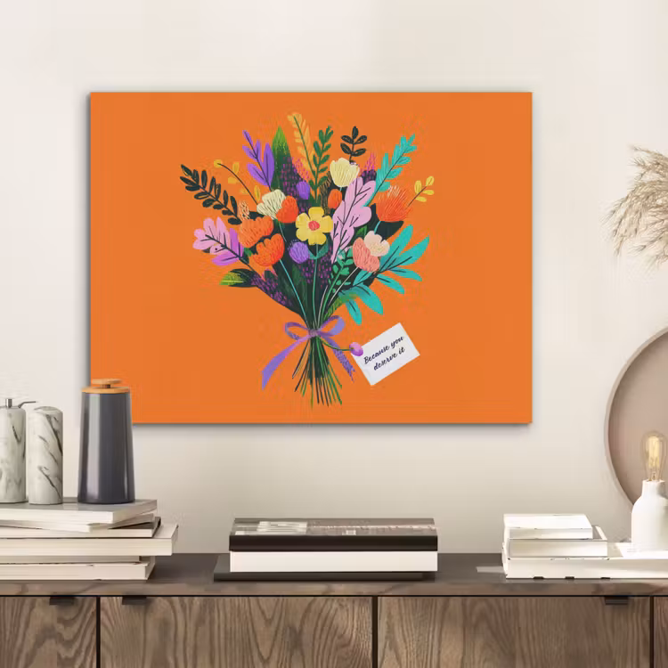 Kaartje - Boeket - Bloemen PET vilt klein -sfeer1