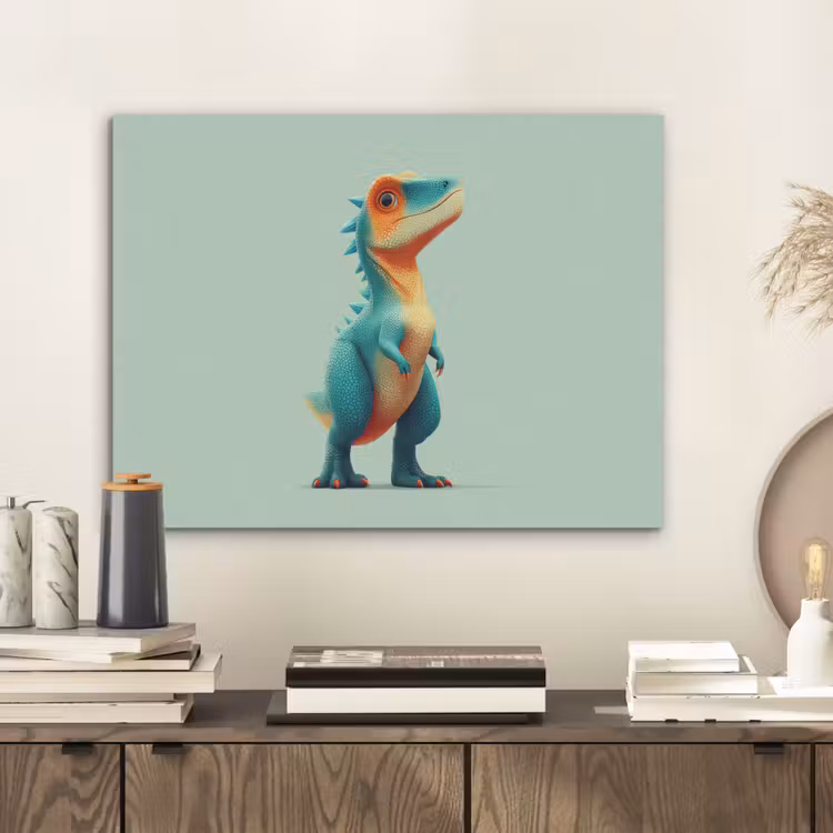 Cartoon - Dino - Oranje - Stekels PET vilt klein -sfeer1