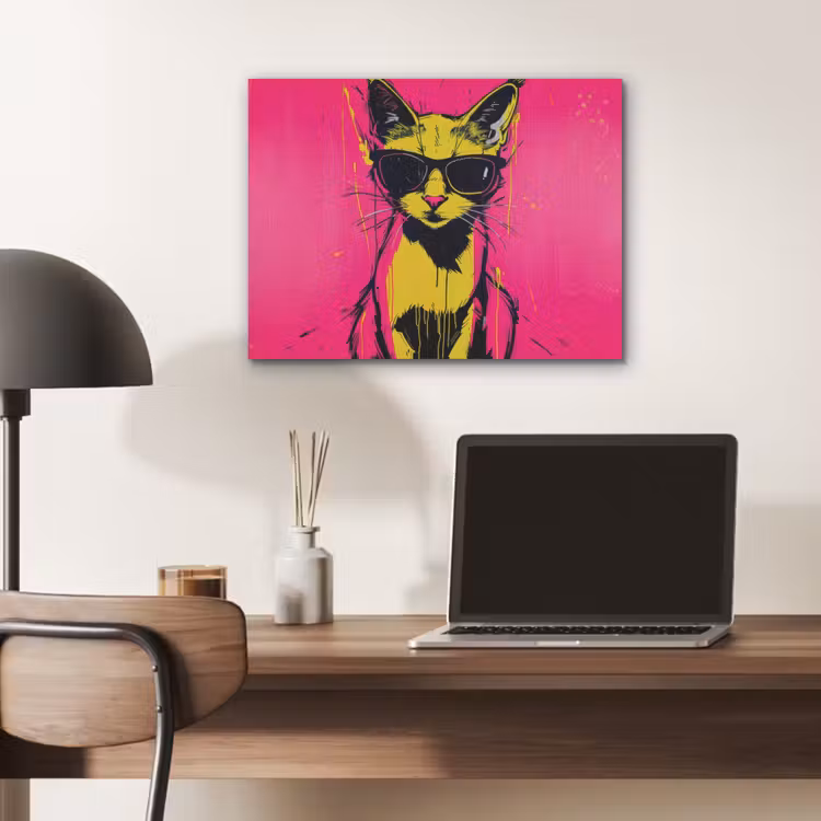 Kat - Art - Zonnebril - Roze PET vilt klein -sfeer5