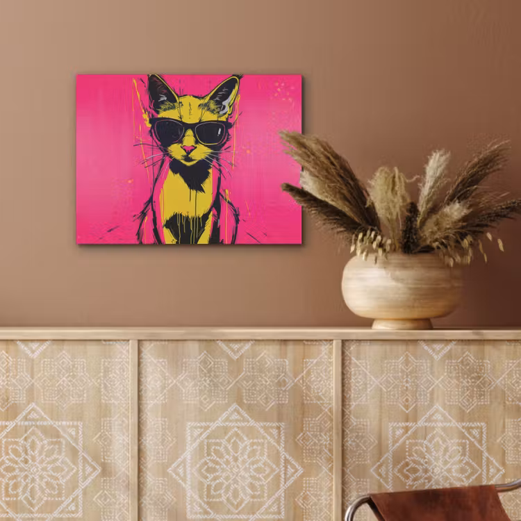 Kat - Art - Zonnebril - Roze PET vilt klein -sfeer4